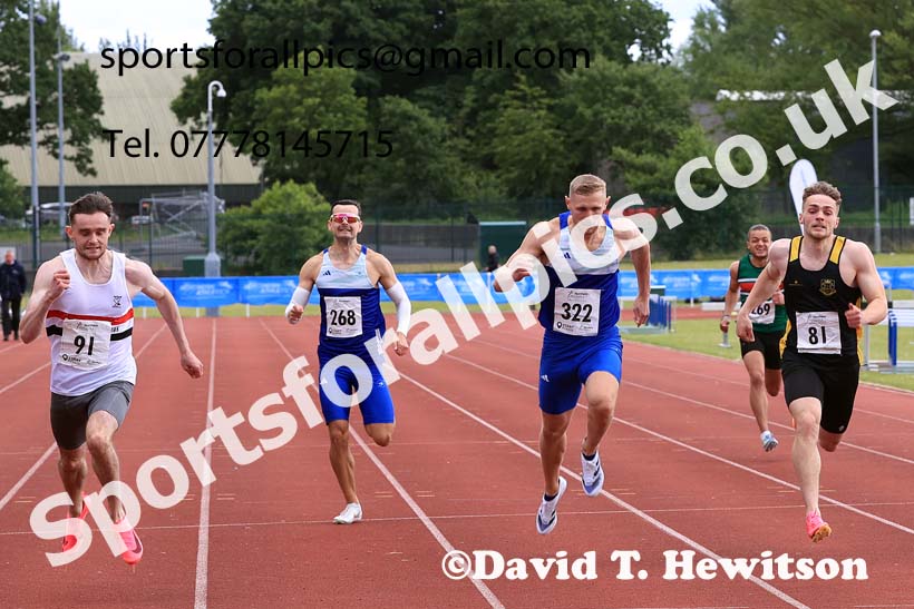 Senior Mens 200 metres, 2024 Northern Senior and Under-20s Track and Field Champs, Middlesbrough.  Photo: David T. Hewitson/Sports for All Pics